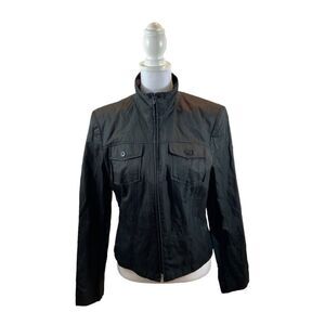 Ladies Emanuel‎ Ungaro Brand Black Metallic Fitted Zip Up Jacket Size 10